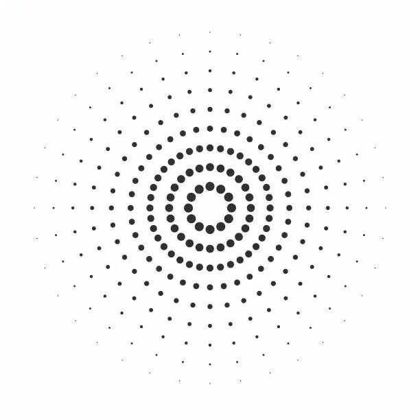 Vector illustration of Black rings sound wave and line with points in a circle.
