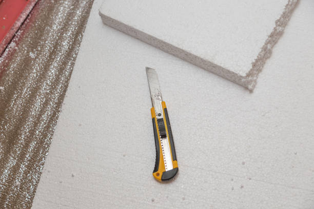 istock Heat insulation material, Thermal insulation work at the attic 1249044396