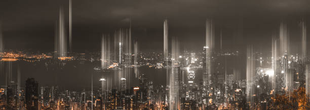 istock Abstract and horizontal Motion Hong Kong City Night view from Peak; 1249063635