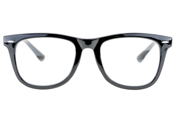 classic glasses in a black plastic frame on a white background isolated