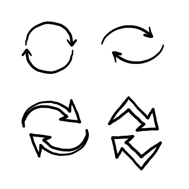 double reverse circular swap arrow icon doodle illustration vector double reverse circular swap arrow icon doodle illustration vector change drawings stock illustrations