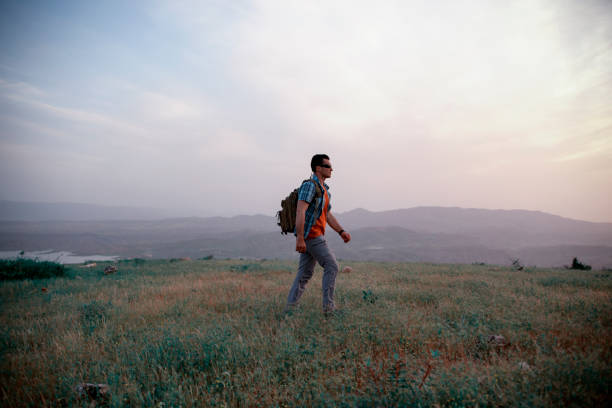 trekking man in perfect view