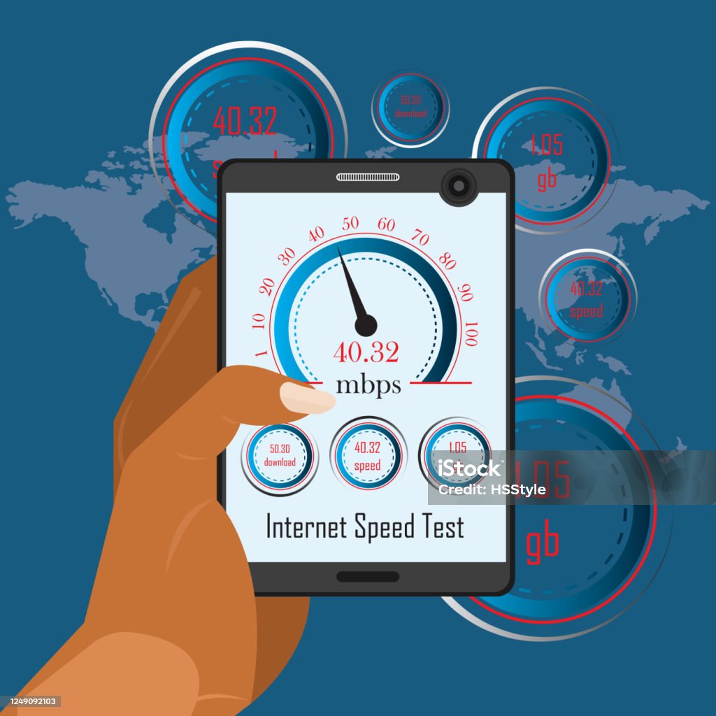 Internet Speed Test Smartphone Interface Vector Template Stock ...