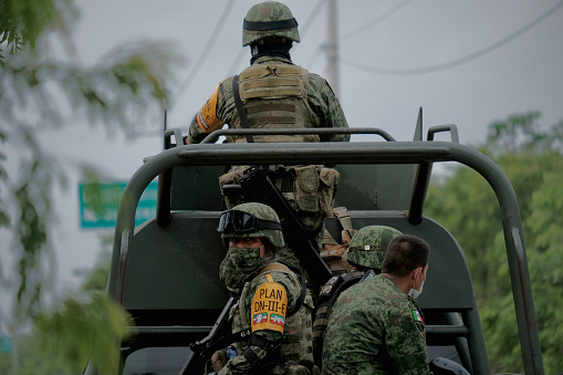 Cancun, Mexico, June 11, 2020.- Military patrol the streets during the COVID-19 emergency.