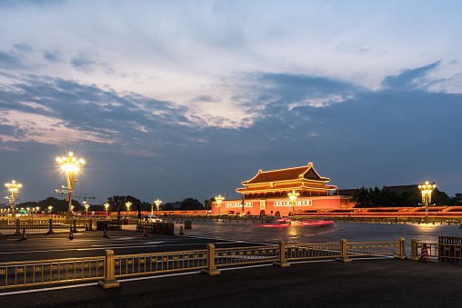 Tiananmen sunset night view