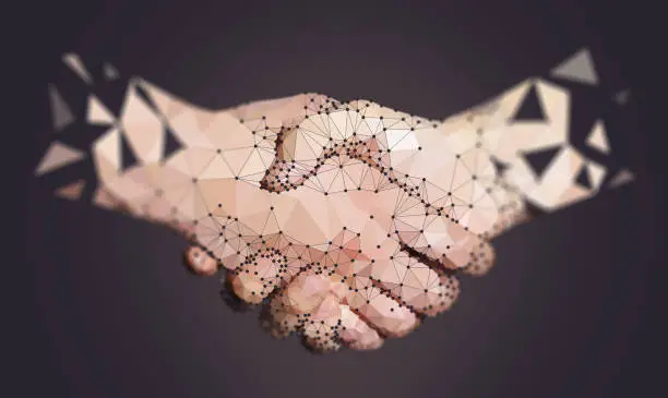 Photo of Polygon of Two High Tech Hands Handshaking
