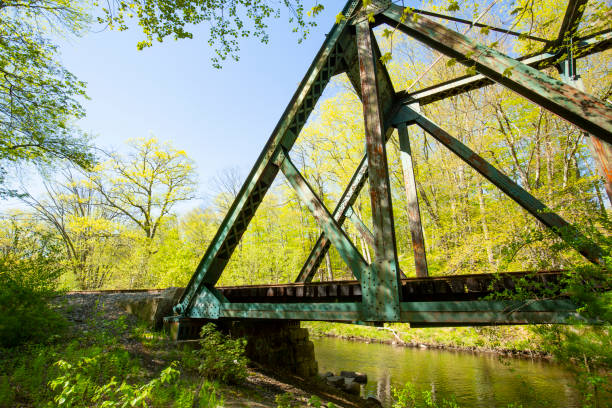 istock Iron railroad bridge over the Willimantic River in Tolland, Connecticut. 1249095662