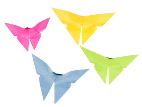 Origami butterfly isolated on white background