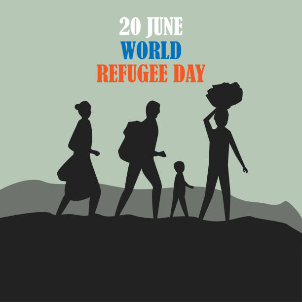 ilustraciones, imágenes clip art, dibujos animados e iconos de stock de ilustración del día mundial del refugiado del 20 de junio - social media kids