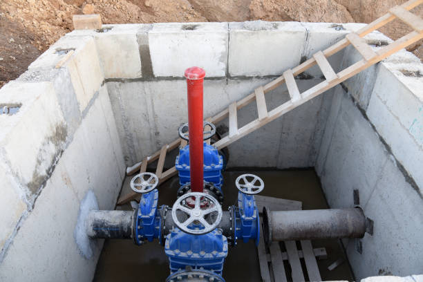 istock Gate valves in valve pit of the underground piping networks 1249103922