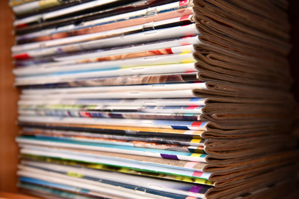 istock Extensive collection with a lot of glossy multi-colored magazines 1249104715