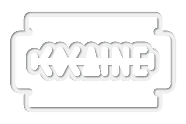 istock A paper cut out razor blade and cocaine drug icon vector stock illustration 1249106814