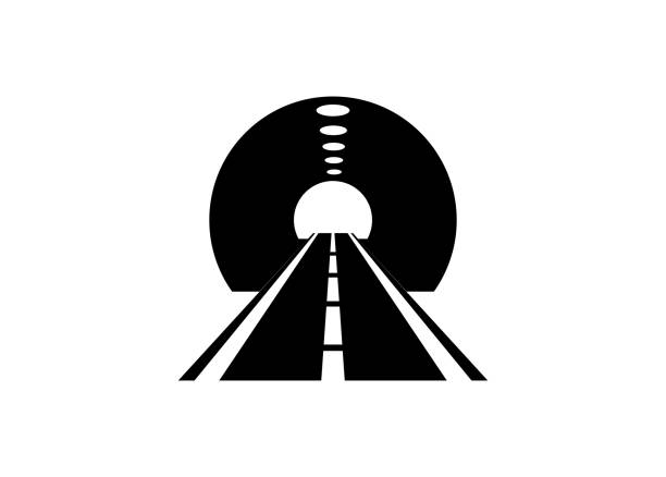 Road tunnel. Simple illustration in black and white Simple illustration of road tunnel in black and white tunnel stock illustrations