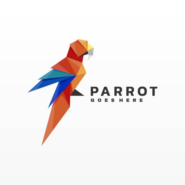 Vector Illustration Parrot Gradient Low Poly Style. Vector Illustration Parrot Gradient Low Poly Style. vibrant color birds wild animals animals and pets stock illustrations