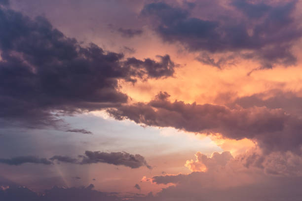 istock Sky and dark clouds at sunset. Evening background. 1249112693