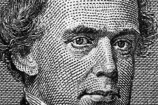 Salmon Portland Chase a closeup portrait from money - American dollars