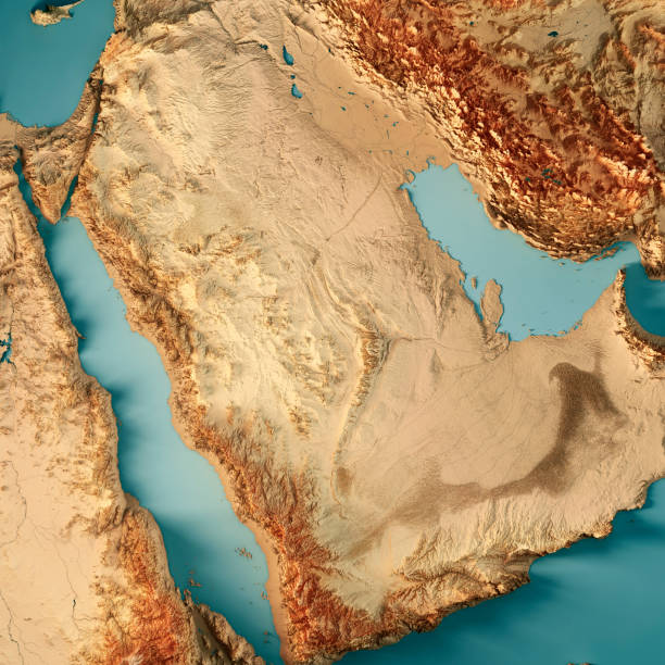 istock Saudi Arabia 3D Render Topographic Map Color 1249117058
