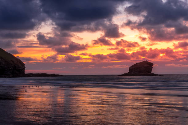 istock Sunset behind Gull Rock at Portreath in Cornwall 1249121501