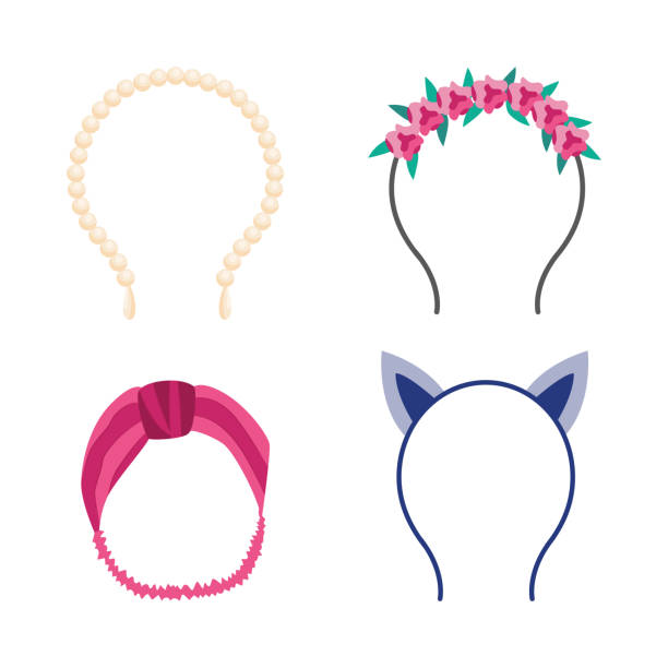 istock Cute headband set isolated on white background, fashion accessories 1249124413