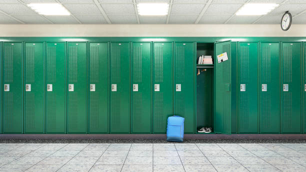 istock School corridor with lockers. 3d illustration 1249140254