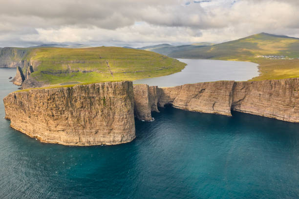 istock Faroe islands dramatic coastline in Vagar. Leitisvatn lake 1249141202