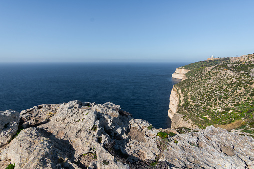 Beautiful coastline in Malta with clear sky
