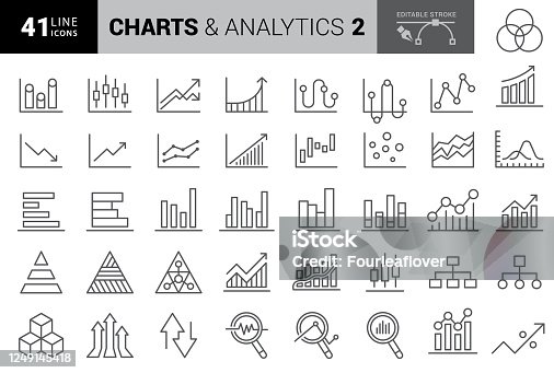 istock Chart and Diagram Line Icons. Editable Stroke. Pixel Perfect. For Mobile and Web. Contains such icons as Pie Chart, Stock Market Data, Organizational Chart, Progress Report, Bar Graph 1249145418