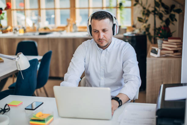 istock Modern businessman working from home 1249150197