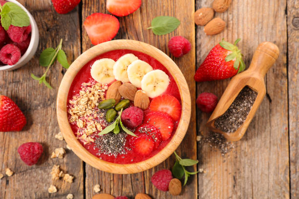 istock smoothie bowl with fresh fruit, chia and granola 1249150761