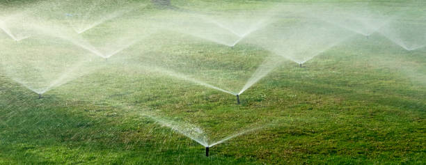 istock water splashes from automatic watering the lawn 1249164661