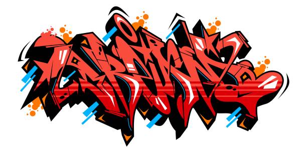 illustrazioni stock, clip art, cartoni animati e icone di tendenza di illustrazione vettoriale di lettering del carattere in stile graffiti di word abstract dream - graffiti