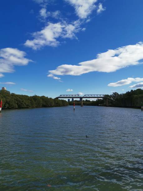 istock Reflection of blue sky in the calm river 1249171512