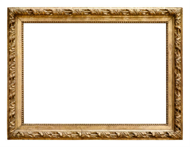 golden vintage frame (todos os caminhos de recorte incluídos) - picture frame frame gold gilded - fotografias e filmes do acervo