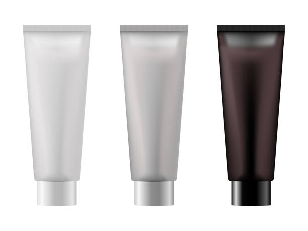 istock Set of realistic empty package for luxury cosmetic product. Collection of blank template of plastic containers. Bottle for liquid, skin care cream. Vector mockup isolated on white background 1249176079