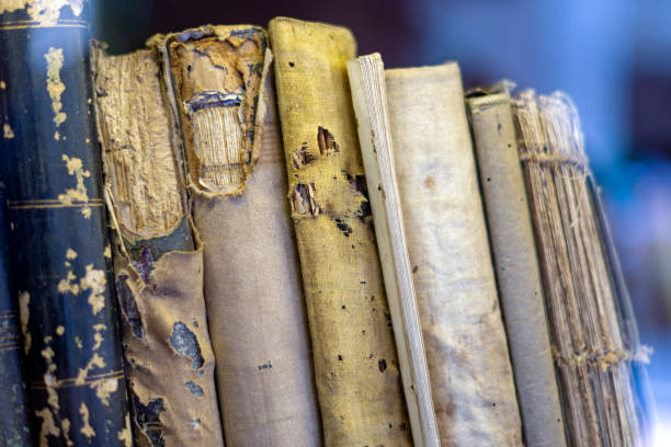 istock Old books on the bookshelf 1249176606