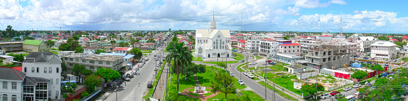 General Panorama of Georgetown with the St George's Cathedral centered. The Cathedral is the world's tallest freestanding wooden structure. Photo taken in 2007.
