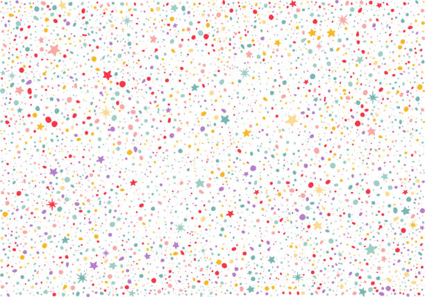 ilustrações de stock, clip art, desenhos animados e ícones de seamless pattern with colorful dots and stars. vector party background - kid