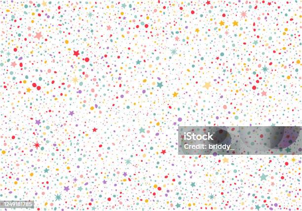 Seamless Pattern With Colorful Dots And Stars Vector Party Background Stock Illustration - Download Image Now