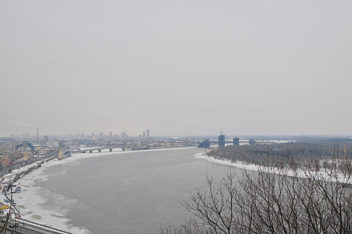 kiev city view and park in winter