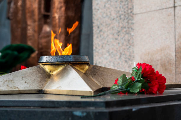 Eternal flame in memory of those killed in the war, carnation, horizontal