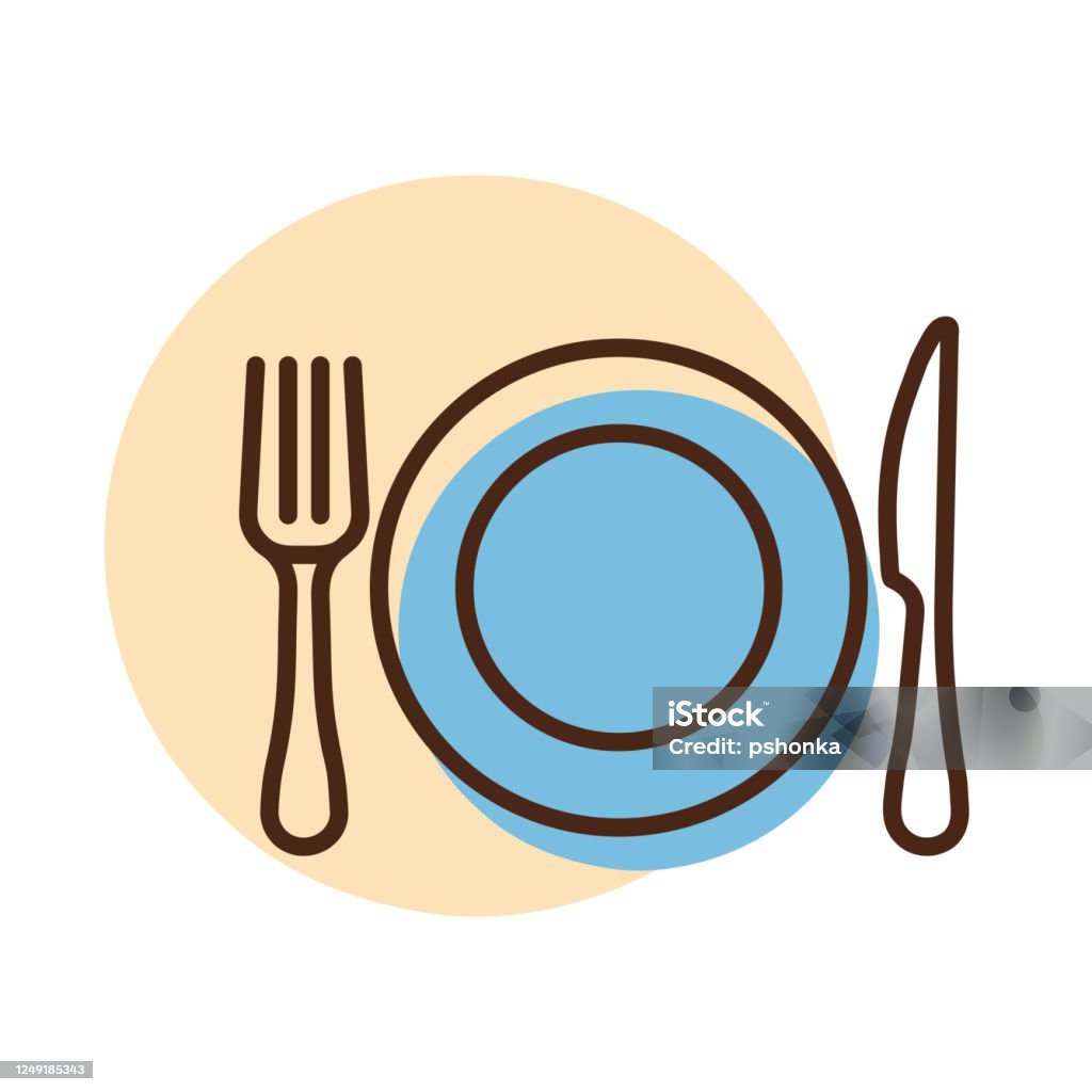 Dinner Plate Knife And Fork Vector Icon Stock Illustration - Download Image  Now - Fork, Kitchen Knife, Symbol - iStock