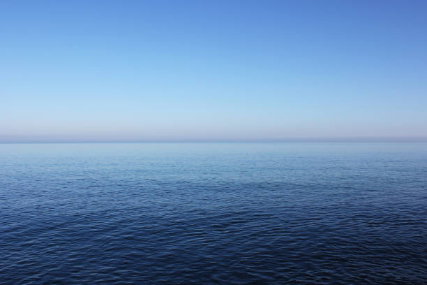 istock Blues sea and horizon background, water and sky texture,blue color map 1249187625