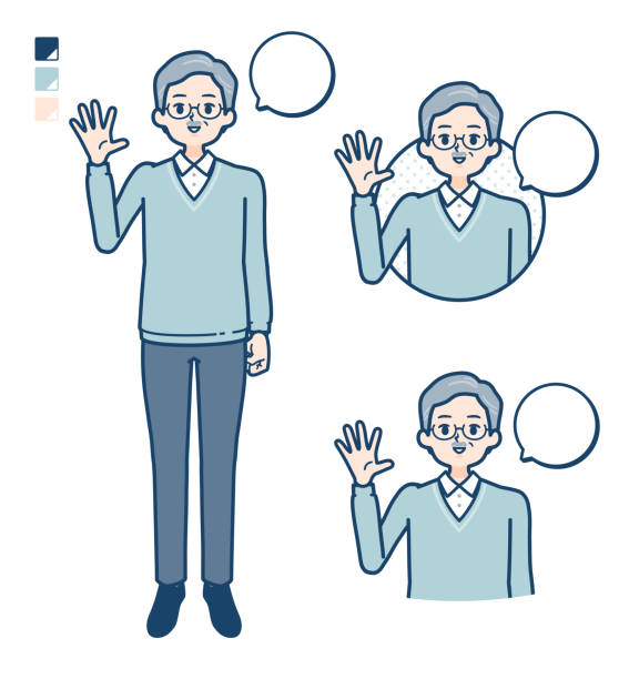 simple senior man_Greeting Senior Man with greeting images.
It's vector art so it's easy to edit. par stock illustrations