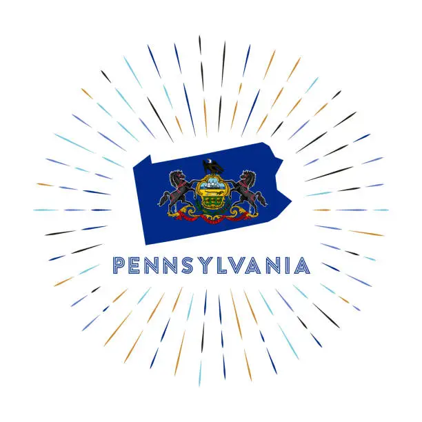 Vector illustration of Pennsylvania sunburst badge.