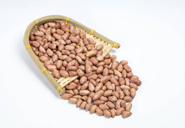 Peanuts in the basket Isolated on White Background