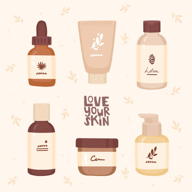 화장품 포장 - liquid soap moisturizer bottle hygiene stock illustrations