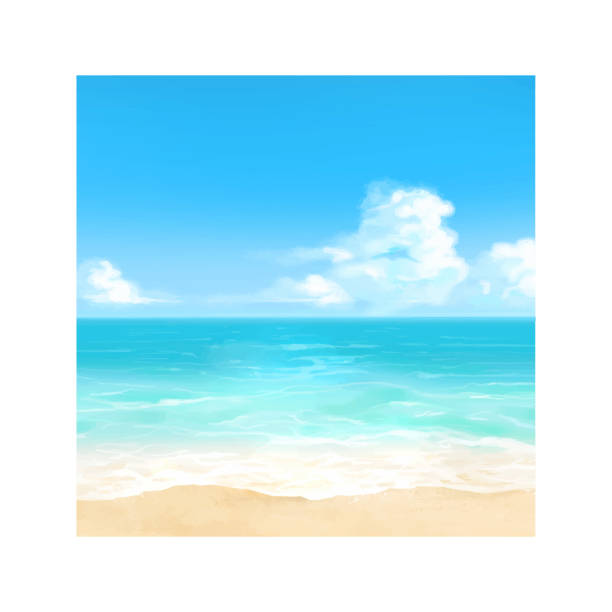 bildbanksillustrationer, clip art samt tecknat material och ikoner med vektor illustration av tropisk strand på dagtid. - japansk paradis ö