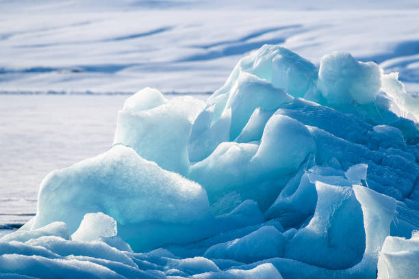 Blue glacial iceberg detail in Svalbard