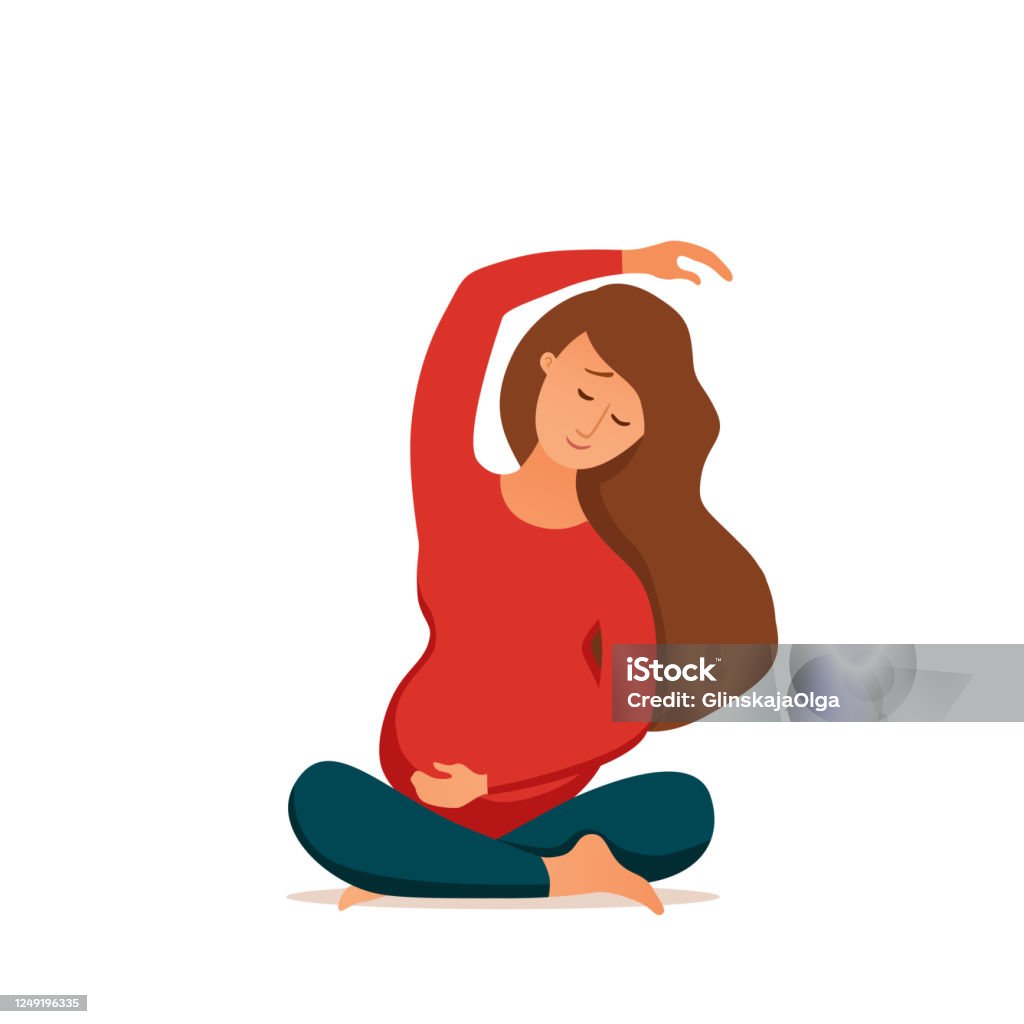 Phụ Nữ Trẻ Mang Thai Tập Thể Hình Ảnh Hoạt Hình Yoga Ảnh Minh Họa ...