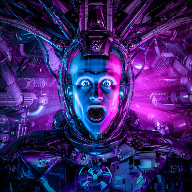 Critical hyperdrive malfunction 3D illustration of science fiction scene with terrified man wearing futuristic space suit hyperdrive stock pictures, royalty-free photos & images